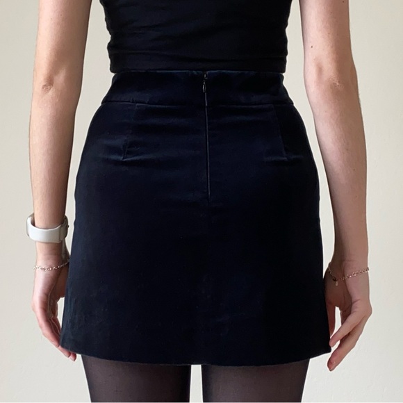 J Crew Dark Blue Black Velvet High Waisted Mini Skirt 2 - Picture 6 of 8